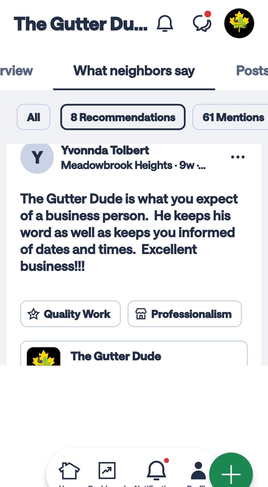 Nextdoor recommendation from Yvonnda Tolbert